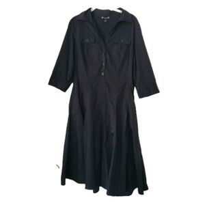 Banana Republic Women's Midi Shirt Dress Size 14 Pleated Button Front Collared